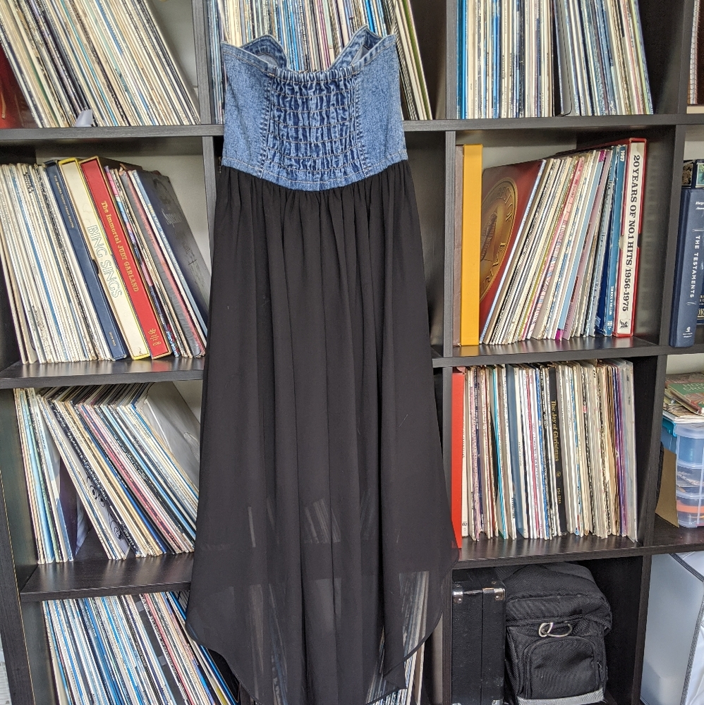 Denim High Low Chiffon Dress - Picture 5 of 5
